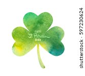 green watercolor trifolium... | Shutterstock .eps vector #597230624