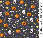 halloween pumpkin and skull... | Shutterstock .eps vector #1805543551