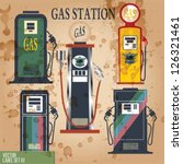 Gas Station And Vintage Label...