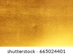 shiny yellow leaf gold foil... | Shutterstock . vector #665024401