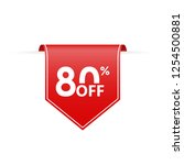 80 percent off. sale tag ribbon ... | Shutterstock .eps vector #1254500881