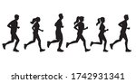 running people silhouettes. run ... | Shutterstock . vector #1742931341