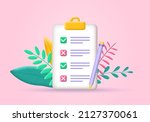 checklist on clipboard. 3d... | Shutterstock .eps vector #2127370061