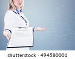 double exposure  doctor holding ... | Shutterstock . vector #494580001