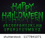 green slime font. halloween... | Shutterstock .eps vector #1177841071