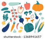 hand drawn vegetables. veggies... | Shutterstock .eps vector #1368941657