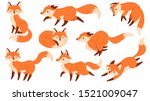 cartoon red fox. funny foxes... | Shutterstock .eps vector #1521009047