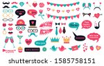 photo booth props valentine day.... | Shutterstock .eps vector #1585758151