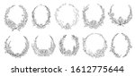hand drawn round floral frames. ... | Shutterstock . vector #1612775644