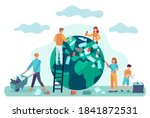 earth cleaning. people clean... | Shutterstock .eps vector #1841872531