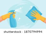 cleaning surface. hands in... | Shutterstock .eps vector #1870794994