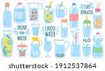 cartoon water bottles. detox... | Shutterstock .eps vector #1912537864