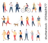 people walk. flat characters... | Shutterstock .eps vector #1934669477