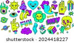 neon cartoon psychedelic hippy... | Shutterstock .eps vector #2024418227