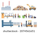 flat garbage recycle factory... | Shutterstock .eps vector #2074561651