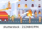 fire fighting team extinguish... | Shutterstock .eps vector #2124841994