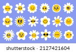 daisy flowers with cartoon... | Shutterstock .eps vector #2127421604