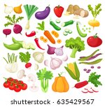raw vegetables with sliced... | Shutterstock .eps vector #635429567