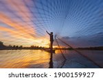 Fisherman Casting His Net On...