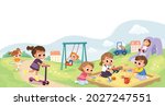 children playing in the park.... | Shutterstock .eps vector #2027247551