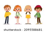 set of school kids  pupils with ... | Shutterstock .eps vector #2095588681