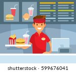 fast food restraurant worker | Shutterstock .eps vector #599676041