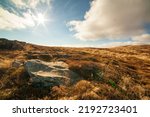 Small photo of Ukraine, Magura-Jide mountains and blue sky Landscape of the Carpathian mountains. Wide open desert landscapes of the Borzhava highlands. Pylypets, National Park. High quality photo