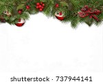 christmas card with fir balls... | Shutterstock . vector #737944141