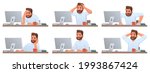 businessman at desktop. tired... | Shutterstock .eps vector #1993867424