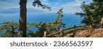 Small photo of Mountain overlook with a view of the San Juan Islands. The vista includes Orcas Island across Rosario Strait as seen from the Baker Preserve on Lummi Island, Washington.