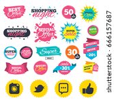 sale shopping banners. hipster... | Shutterstock .eps vector #666157687