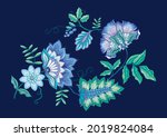 fantasy flowers in retro ... | Shutterstock .eps vector #2019824084