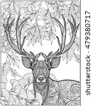 Coloring Page With Deer In...