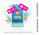 video blog monetization flat... | Shutterstock .eps vector #1616134501