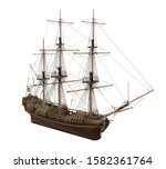 Sail Ship Isolated. 3d Rendering