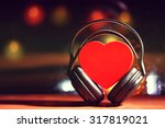 Decorative heart and headphones ...