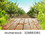 Wooden Table With Vineyard