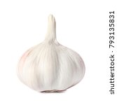 Fresh Garlic Head On White...