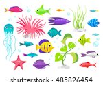 cartoon fish collection set | Shutterstock .eps vector #485826454