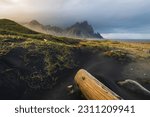 Vestrahorn on Stokksnes - Iceland in stormy weather conditions