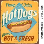 Vintage Tin Sign   Hot Dogs  ...