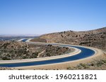 This image shows the California Aqueduct canal at Palmdale in California.