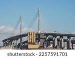 Small photo of The Gerald Desmond Bridge in Long Beach, California, shown on a sunny day.