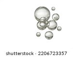 Glass clear water bubbles isolated over white.