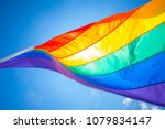 Rainbow flag on a gay beach in Miami Beach, South Beach, 12th street. Florida. USA. 