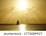 Silhouette  Lonely Sailboat...