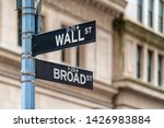 Wall Street "wall St" Sign And...