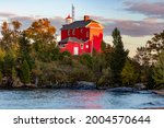 Lighthouse on Lake Superior in Marquette, Michigan, USA