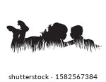 vector silhouette of siblings... | Shutterstock .eps vector #1582567384
