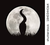 vector silhouette of cat on... | Shutterstock .eps vector #1840344364